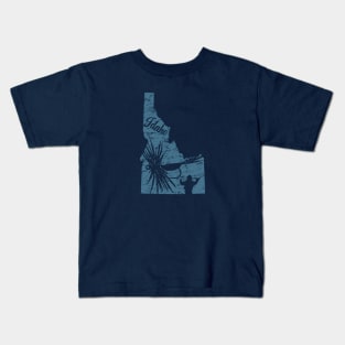 Idaho Distressed Fly Fishing State Map Kids T-Shirt